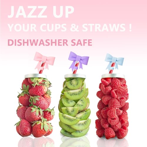 8mm Classic Bow Straw Covers Cap Toppers Compatible with Stanley Tumbler Cups,Reusable Cute Silicone StrawTips Lids Protectors for Reusable DrinkingStraw,StrawAccessories
