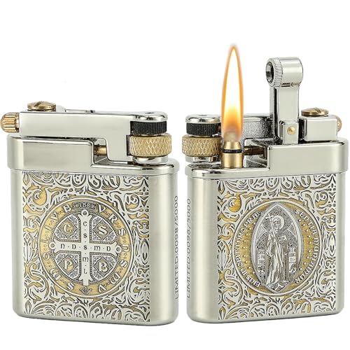 DOUBFIVSY Vintage Trench Lighter, Refillable Kerosene, Mechanical Brass Lighter, Soft Flame, Unique Gift for Men, Dad, Husband (Constantine)