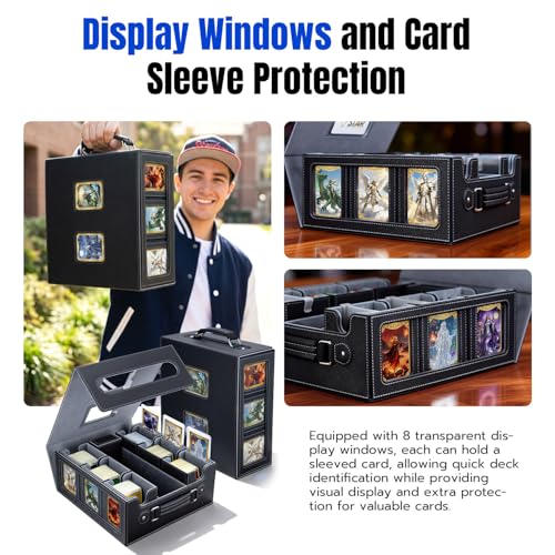 MTG Commander Deck Box with Handle for 6 Decks, Card Organizer & Storage