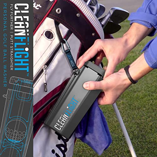 Golf Ball Washer Portable Cleaner with Towel - Black - Golf Accessories Gift