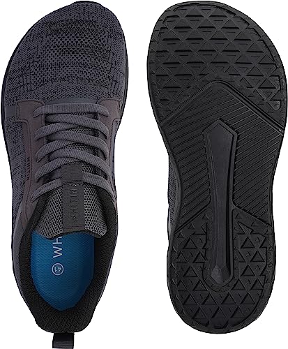 WHITIN Men's Wide Running Shoes with Zero Drop Sole & Rubber Outsole - Grey, 11-11.5 Wide