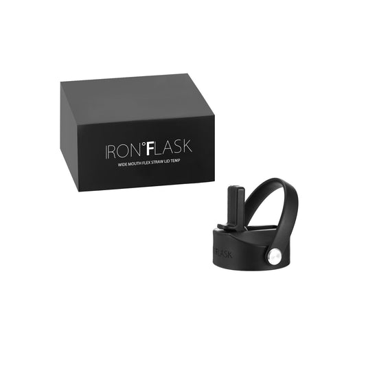 IRON °FLASK Replacement Straw Lid Wide Mouth, BPA Free, 1 Lid (Black)
