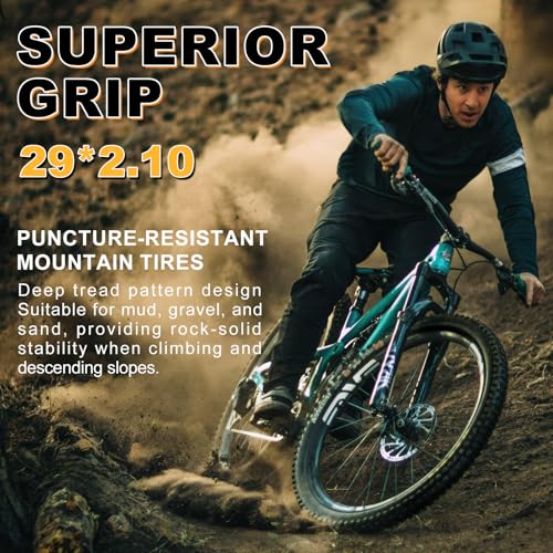 29×2.1 Inch Folding Mountain Bike Tire Set 2 Pack - Durable Off-Road Tires