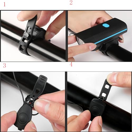 Rechargeable Bike Lights with Electric Bell and Tail Light, Ultra Bright Waterproof Bicycle Headlight with Quick-Release, for Night Riding, Road Mountain Bike Accessories for Kids Adults.