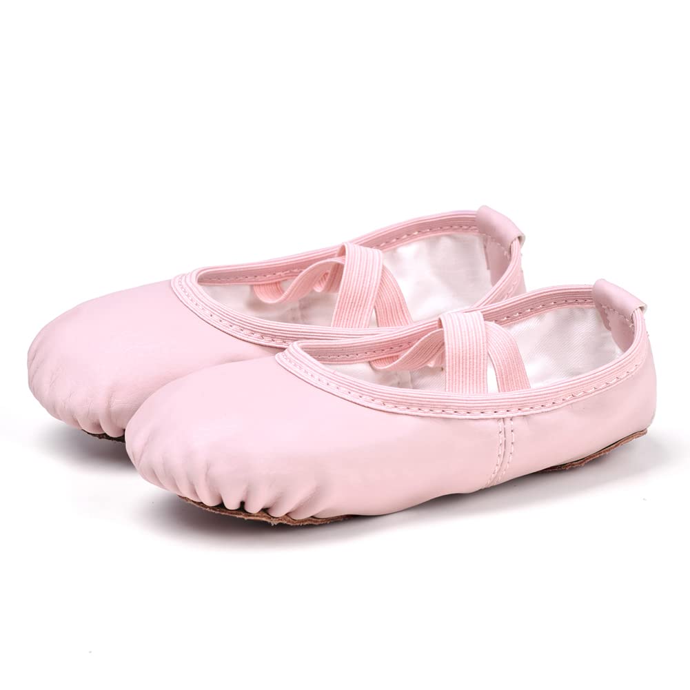 Stelle Ballet Shoes for Girls Toddler Ballet Slippers Soft Leather Boys Dance Shoes for Toddler/Little Kid/Big Kid(Pink, 4MB)