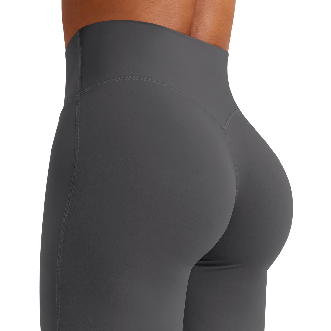 YEOREO Workout Leggings Womens No Front Seam Straight Leggings 31.5" High Waist Buttery Eddiy Gym Yoga Pants Dark Gray L