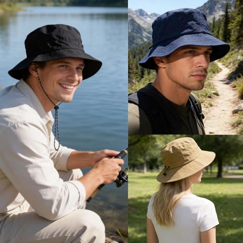 Large-X-Large Packable Sun Bucket Hat for Men Women UV Protection Outdoor White