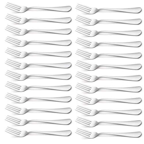 Silver Dinner Forks Set of 24 - Stainless Steel Flatware with Ergonomic Handles - Variation: Silver / 24 Pieces
