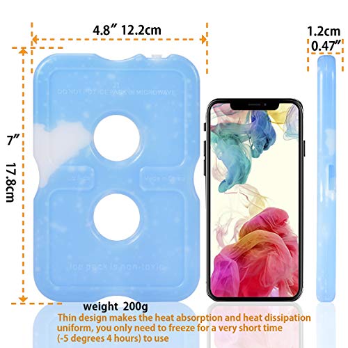 Reusable Slim Ice Pack Brick 2 Hole Freezer Cooler Set - Long Lasting