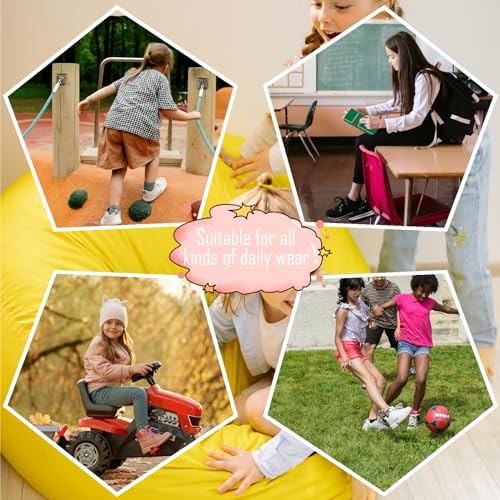 Girls Socks 12 Pairs Ankle Athletic Socks for Running & Sports – White, 6 Colors, 7-10 Years