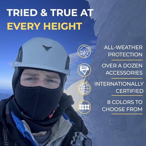 Climbing Helmet EN 12492 Vented Lightweight Safety Helmet with Adjustable Chin Strap - White