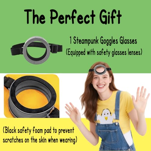 Halloween Steampunk Goggles Glasses Accessories for Adult and Kids, Halloween Costume Accessories Adults, Glasses with Adjustable Strap for Movie Character Cosplay Costume, One Size A