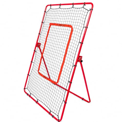 6 x 4 FT Baseball Rebounder Net with Strike Zone, Adjustable Pitch Back for Practice