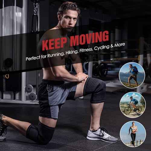 Compression Knee Brace for Women & Men, 2-Pack Knee Sleeve for Running, Basketball & Hiking, Compression Sleeve for Gym, Sports & Workout ? Knee Support for Daily Activities (M: 17?19")