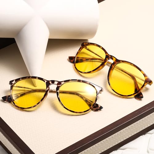 Night Vision Driving Glasses for Women - White Tortoise Frame