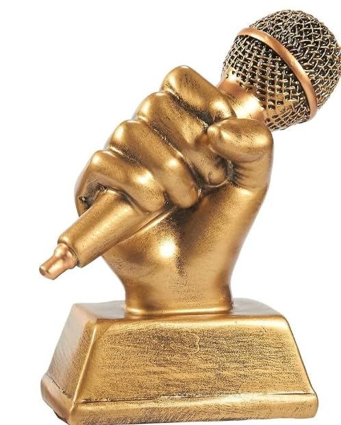 5in Microphone Trophy Vintage Bronze Award for Singing and Karaoke - Kids & Adults