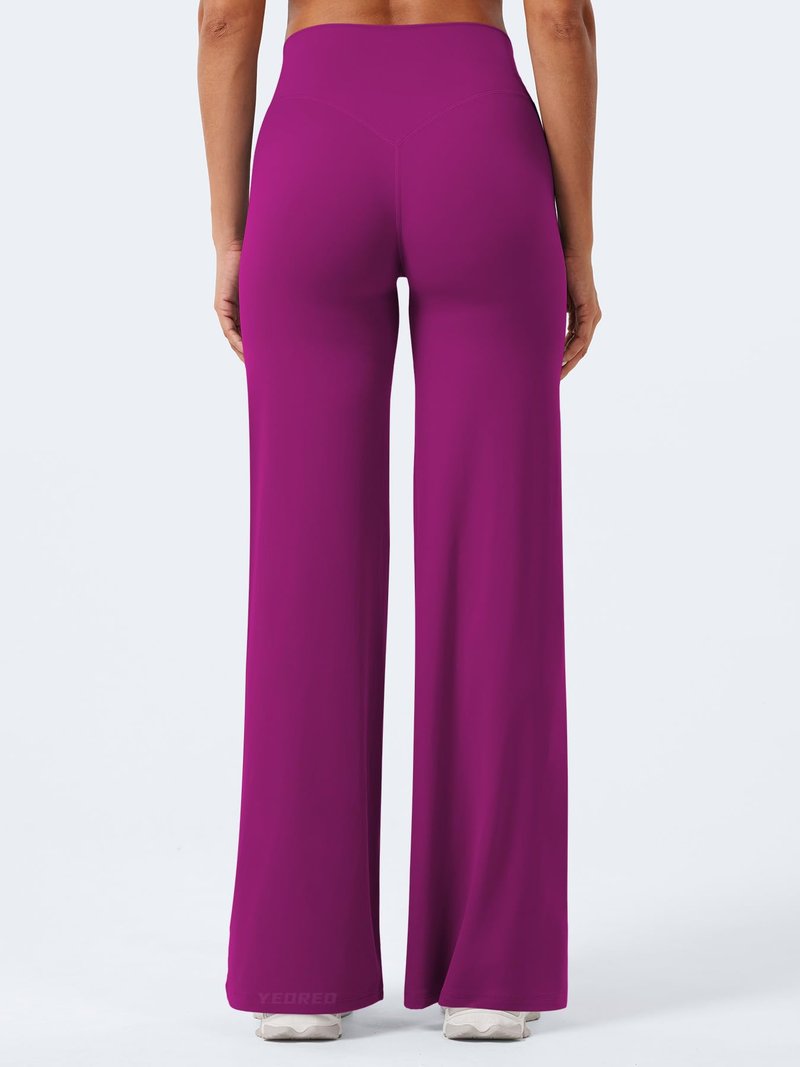 YEOREO Workout Leggings Womens No Front Seam Straight Leggings 31.5" High Waist Buttery Eddiy Gym Yoga Pants Rose Purple XXL