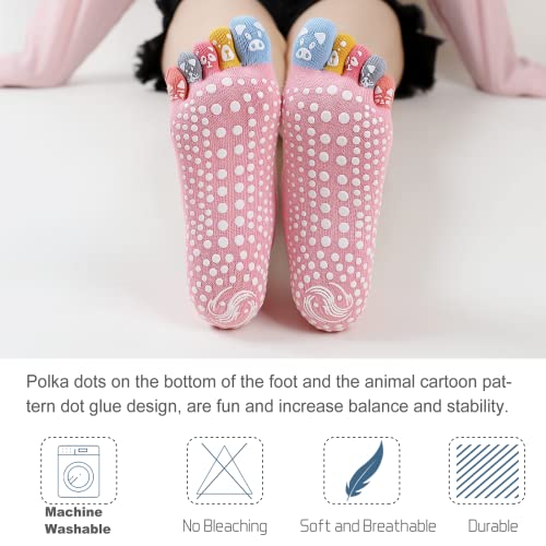 CaiDieNu Yoga Toe Socks for Women Non Slip Grip Socks 8-10 / Yoga 3 Pack