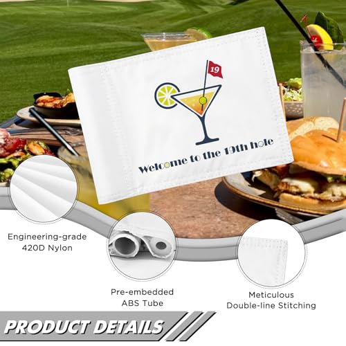 KINGTOP 19th Hole Golf Flag - 6x8 Inches, Nylon, with Sleeve, Golf Course Decor - Variation of THIS listing