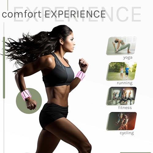 Triangle Weights Silicone Wrist& Ankle Weights- Adjustable Wearable Weights for Women & Men - Suitable for Yoga,Dance,Pilates, & Jogging, PINK