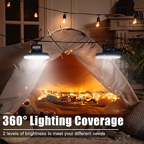 Portable Camping Fan with LED Lantern, USB Rechargeable Waterproof Tent Fan with Hanging Hook & Magnet - Survival & Outdoor Gear (Variation 1)