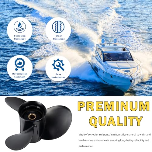 10.3 x 13 Spline Propeller for Johnson Evinrude 15-35HP Aluminum Black