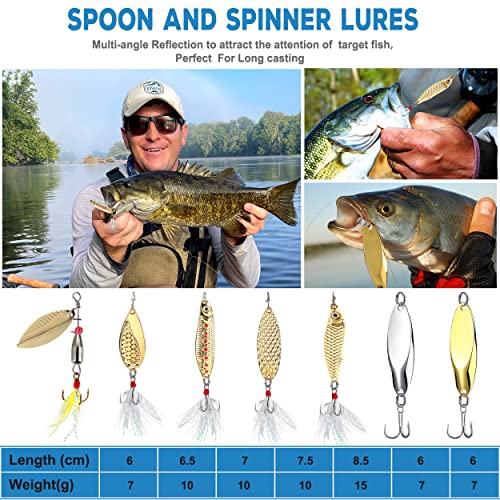 292PCS Fishing Lures & Accessories Kit - Saltwater & Freshwater Tackle Box with Topwater, Spinnerbaits, Hooks, Crankbaits