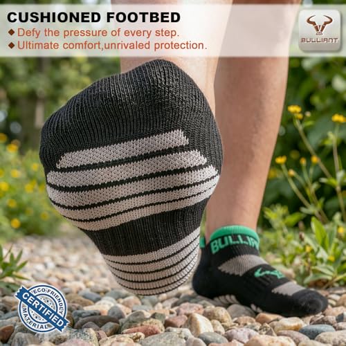 Men Cushioned Ankle Running Socks No Show 6 Pack - Black 8625 / 10-12