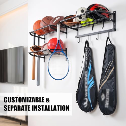 XCSOURCE Black 3-Tier Wall Mount Sports Equipment Organizer
