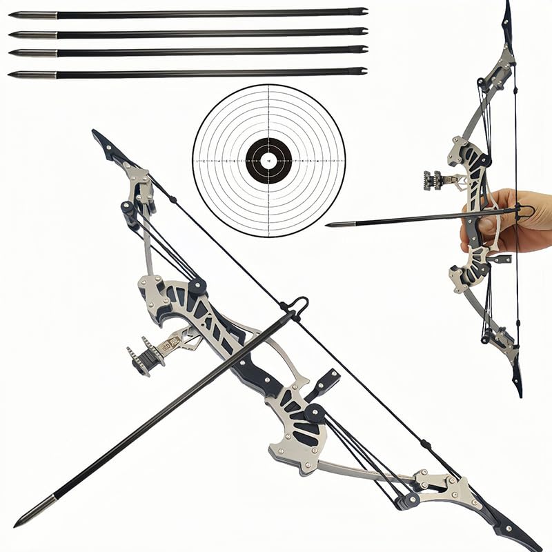 16" Compound Bow and Arrow Set 16lbs, Right/Left Handed for Target Shooting Hunting Games Archery Bow Set Gift