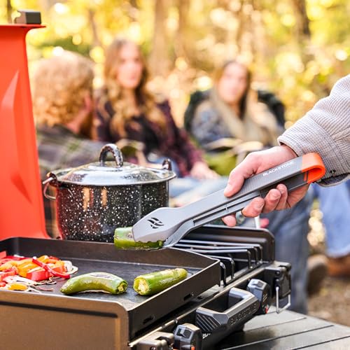 Camping Griddle Tool Kit - 6 Piece with Spatulas, Tongs, Scraper & Bottles