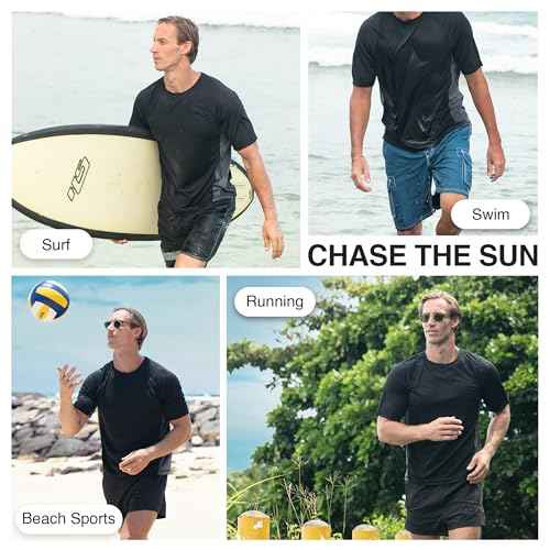 Kanu Surf Men's Swim Shirt with Short Sleeves ? UPF 50+ Rash Guard Quick-Dry Fabric