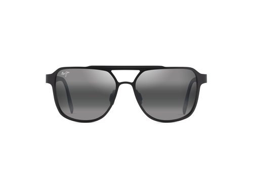 Maui Jim 2nd Reef Square Sunglasses, Satin Black/Neutral Grey Polarized, Medium