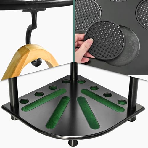 Black Floor Pool Stick Holder Rack for 8 Cues - Space Saving Corner Stand