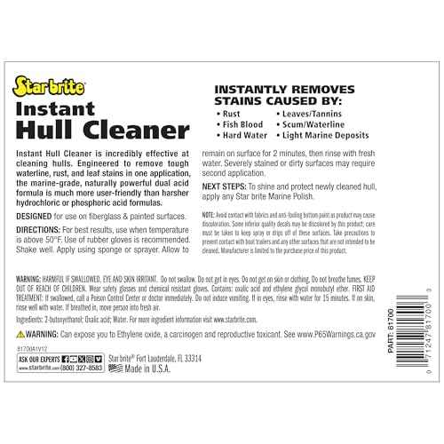 STAR BRITE Instant Hull Cleaner - Easily Remove Stains, Scum Lines & Grime for Boat Hulls, Fiberglass, Plastic & Painted Surfaces - Wipe On, Rinse Off Formula - 128 Ounce Gallon (081700)