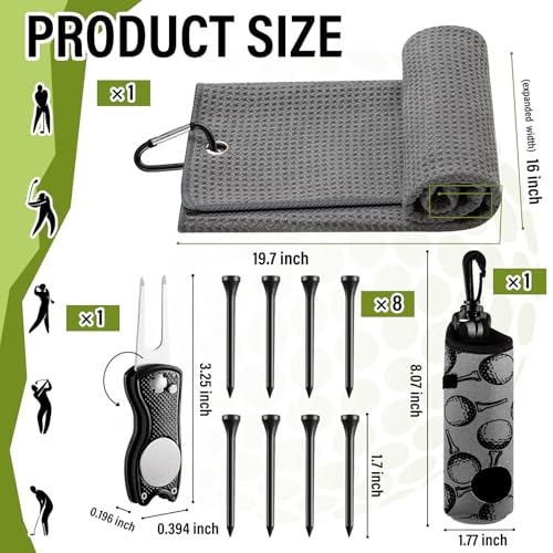 Liliful 12 Pcs Gray Golf Accessories Kit for Women and Men - Classic Style, Complete Golf Gear Set