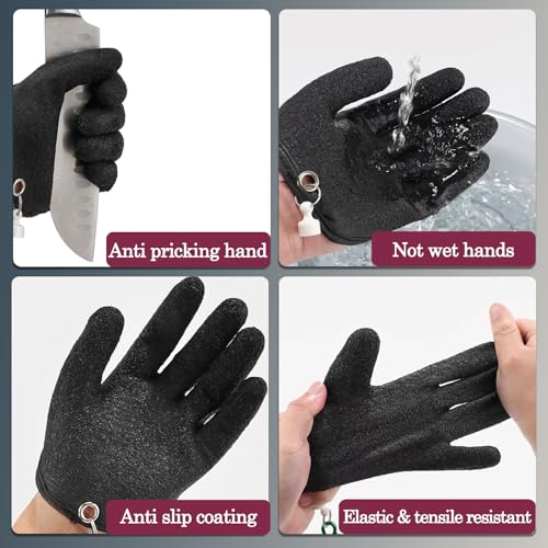 Fishing Gloves with Magnet Release - Medium-Large Anti-Slip Puncture Proof Gloves for Catching & Handling Fish