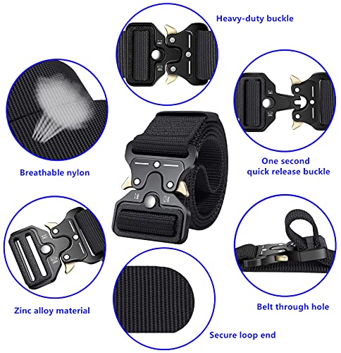 Military Style Tactical Belt for Men with Quick-Release Metal Buckle and Molle Key Ring Holder