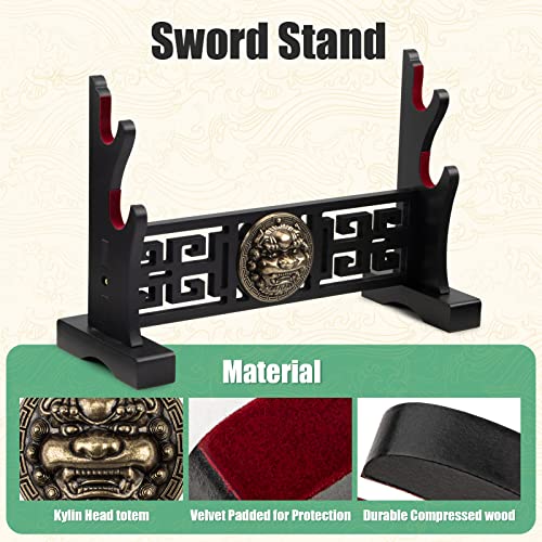 2-Tier Kylin Sword Stand with Padded Hooks for Katana Samurai Cosplay Display