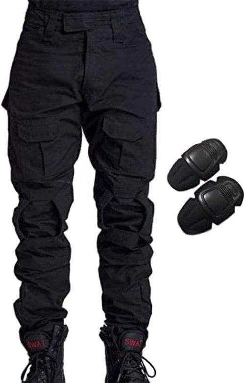 H World Shopping Airsoft Paintball Pants Combat Men Pants with Knee Pads Black