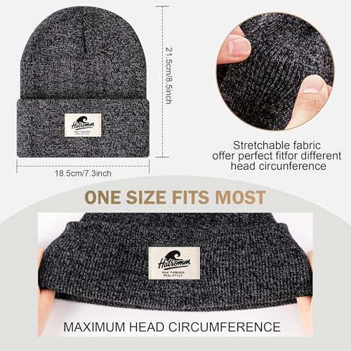 Unisex Winter Beanie Hats - Black, Gray, Navy Mix, Soft & Warm, 3-Pack