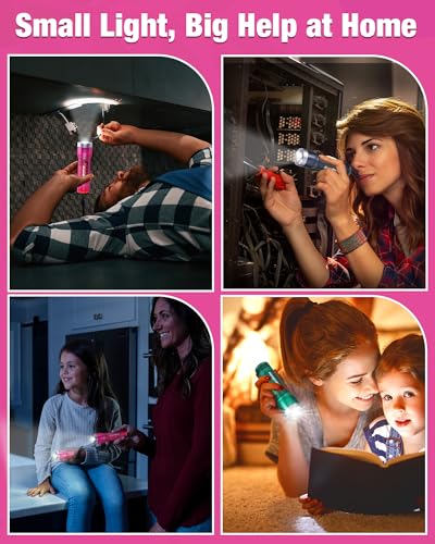 Mini LED Flashlight Set - Pink, Blue, Gray, 3 Modes, Batteries Included