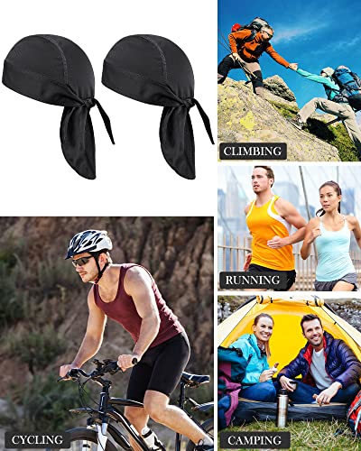 Foaincore 8 Pack Do Rags for Men Black Simple Style Outdoor Cycling Headwear