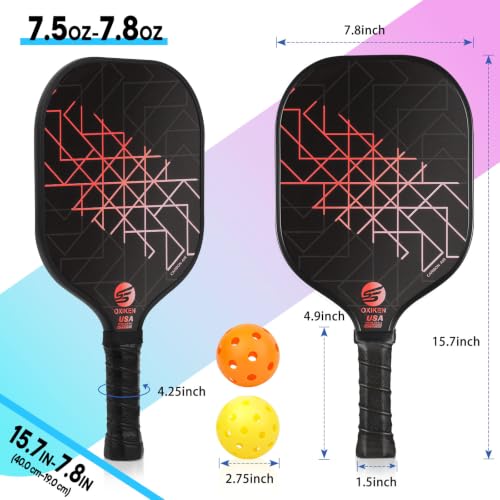 Coral Pickleball Paddles Set of 2 USAPA Approved - Lightweight, Durable