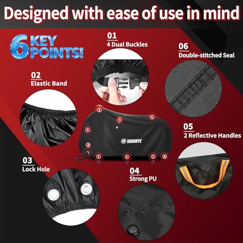 Black Bike Cover Waterproof Outdoor 79x28x43.5in for Mountain, Road, Electric Bikes - L Size
