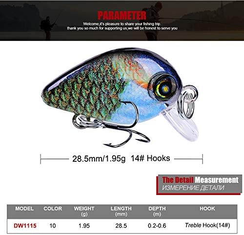 Mini Crankbait Fishing Lures Kits Swimbait Wobbler Hard Baits for Bass Trout Pike Freshwater and Saltwater 10pc-20pc/pack