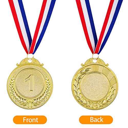 Award Medals 1st 2nd 3rd (Gold, Silver, Bronze) Metal Style Winner with Neck Ribbon, 2 Inches