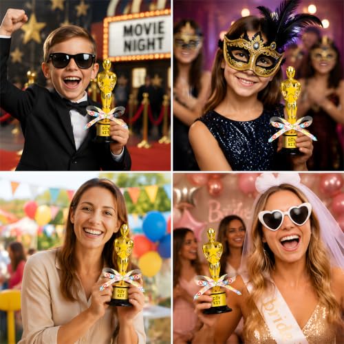 30 Pack Mini Award Trophies with Stickers Ribbons & Marker for Classroom & Party Recognition