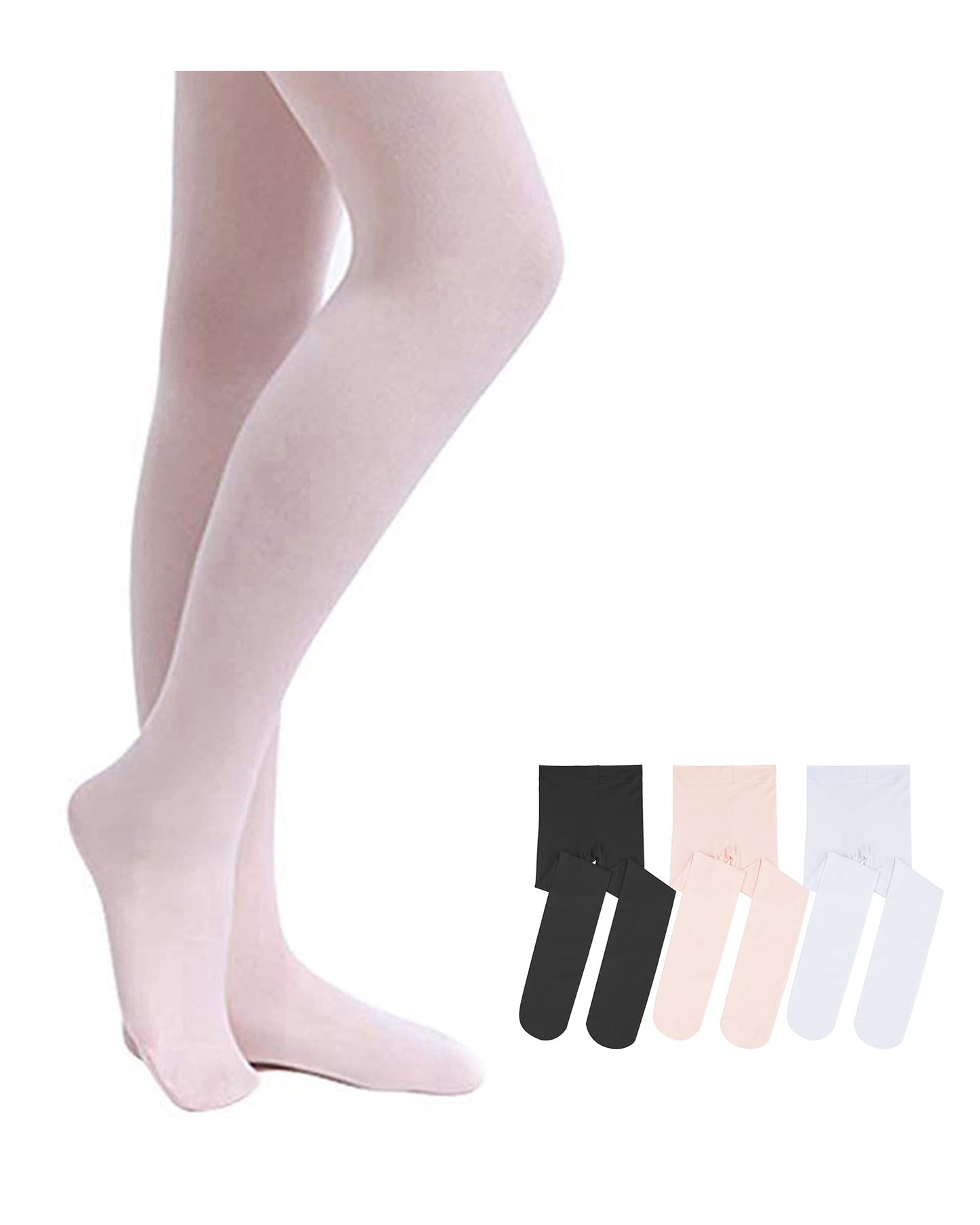 Stelle Girls' Ultra Soft Pro Dance Tight/Ballet Footed Tight(Toddler/Little Kid/Big Kid),BP+WT+BK,M