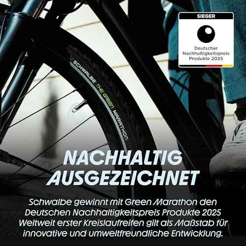 Schwalbe Green Marathon Tire - 26 x 1.50, Clincher, Wire, Black/Reflective, Performance Line, GreenGuard, TwinSkin,